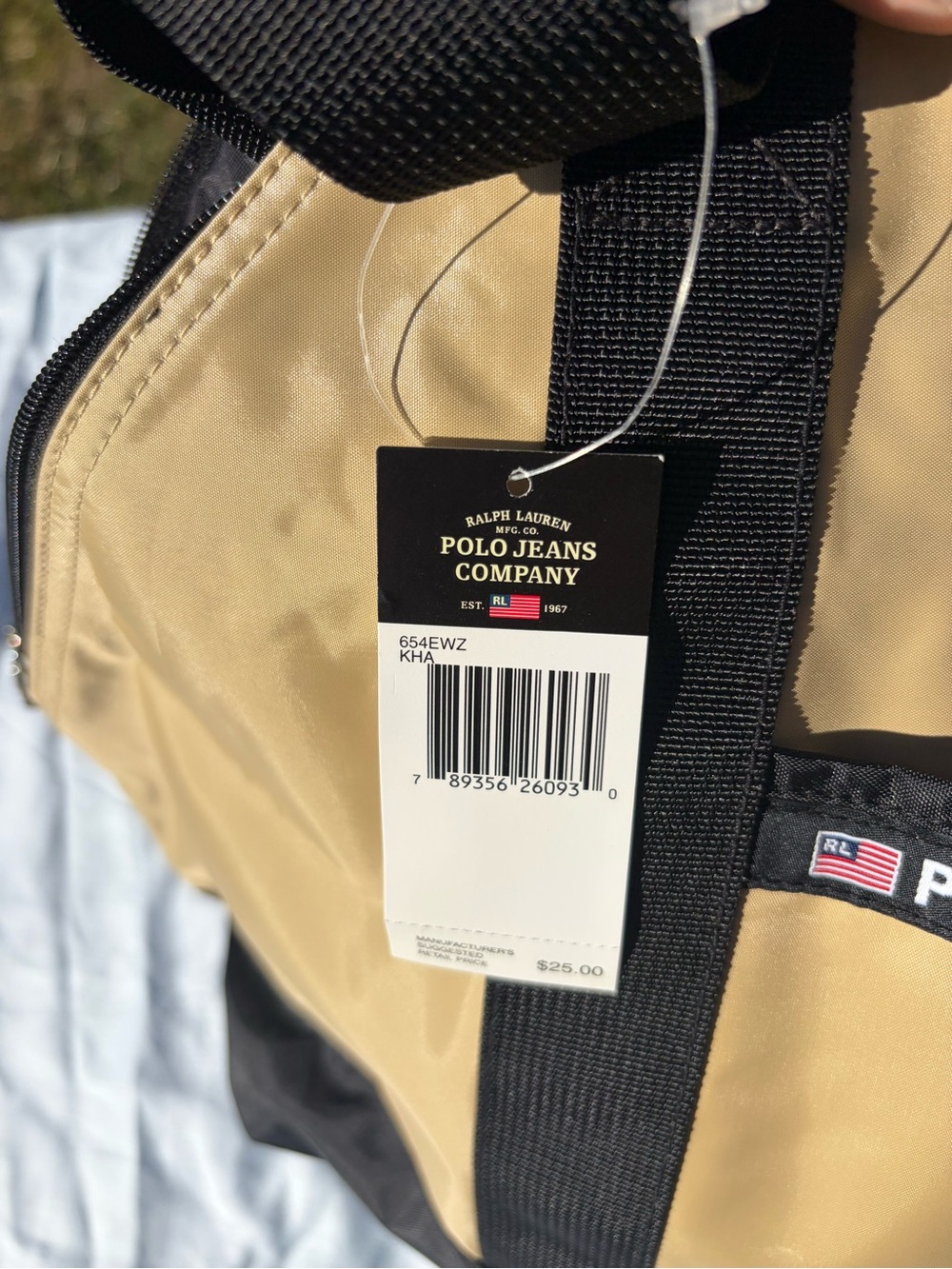 Ralph Lauren Vintage with Tags Polo Jeans Co. Tan and Black Duffel - Picture 4 of 10